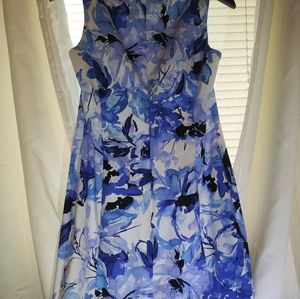 Chaps Floral Dress Blue & White